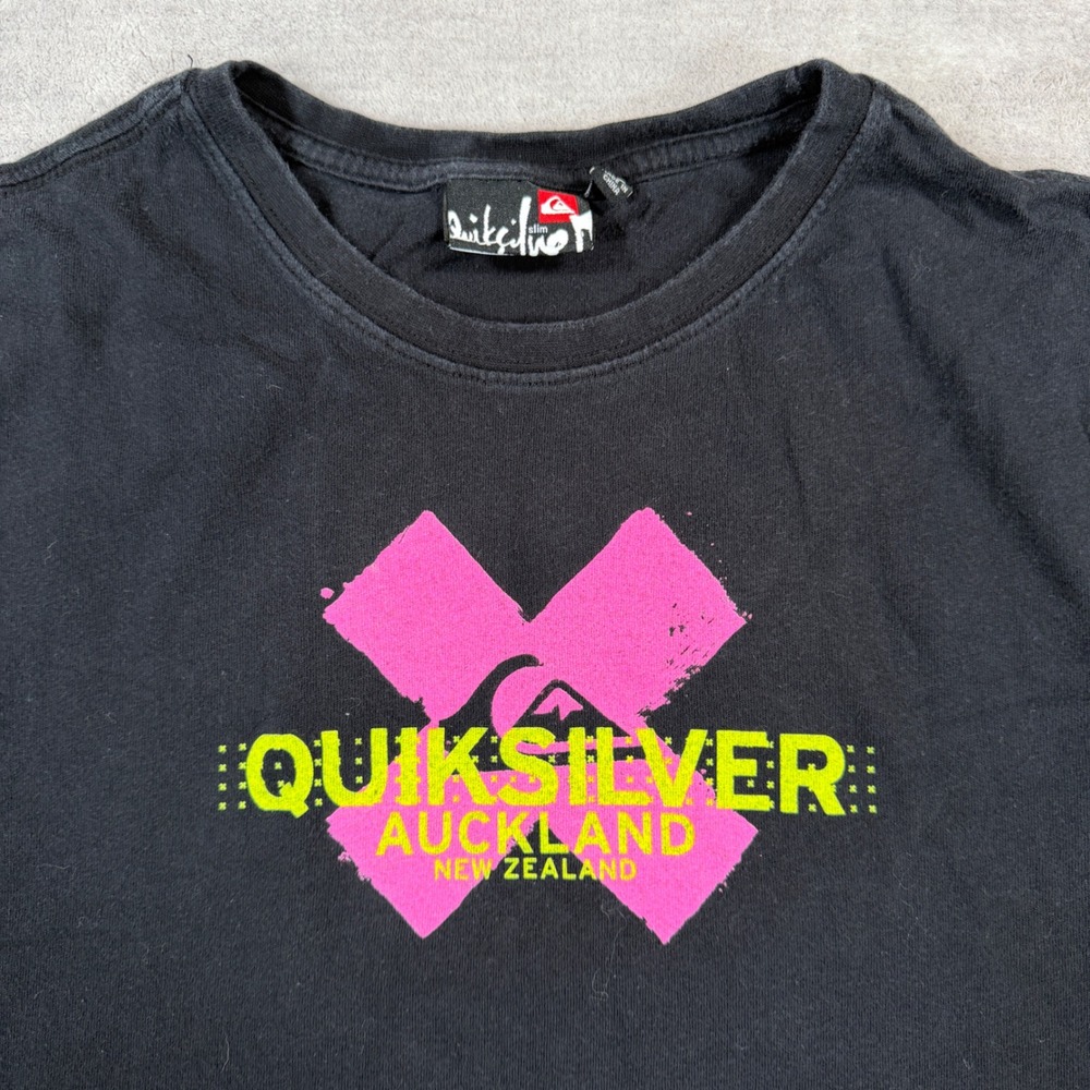 Quiksilver Shirt Mens XL Black Auckland New Zealand Neon Graphic Y2K Surf - Picture 2 of 9
